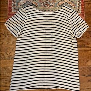 J crew 100% silk Women's Black and White Striped blouse size 6